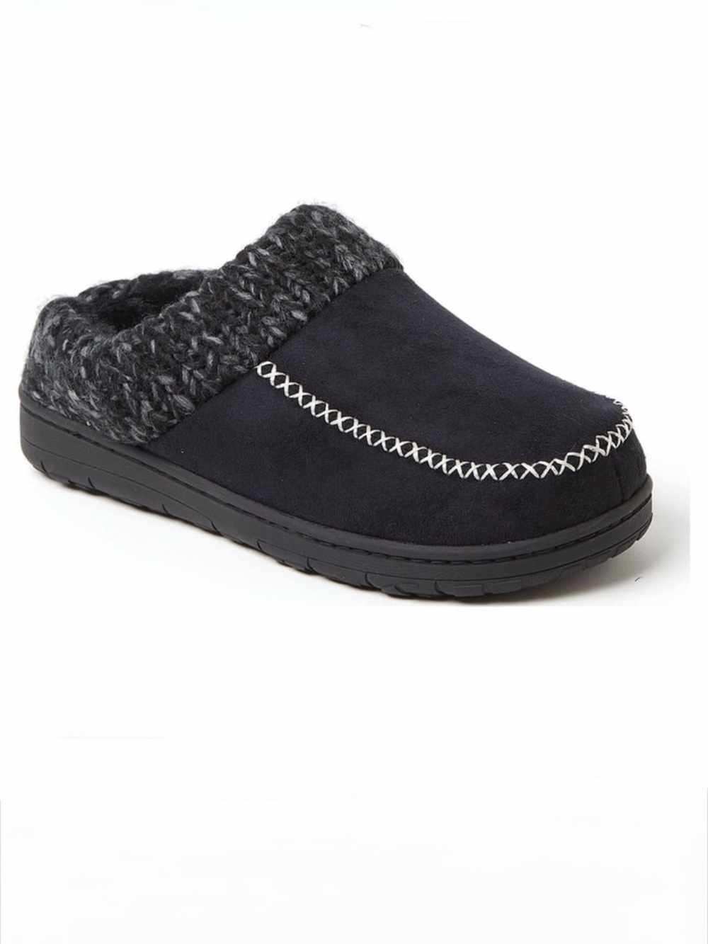 Dearfoams Cozy Comfort Women's Moc Toe Clog Slippers with Chunky Knit Collar
